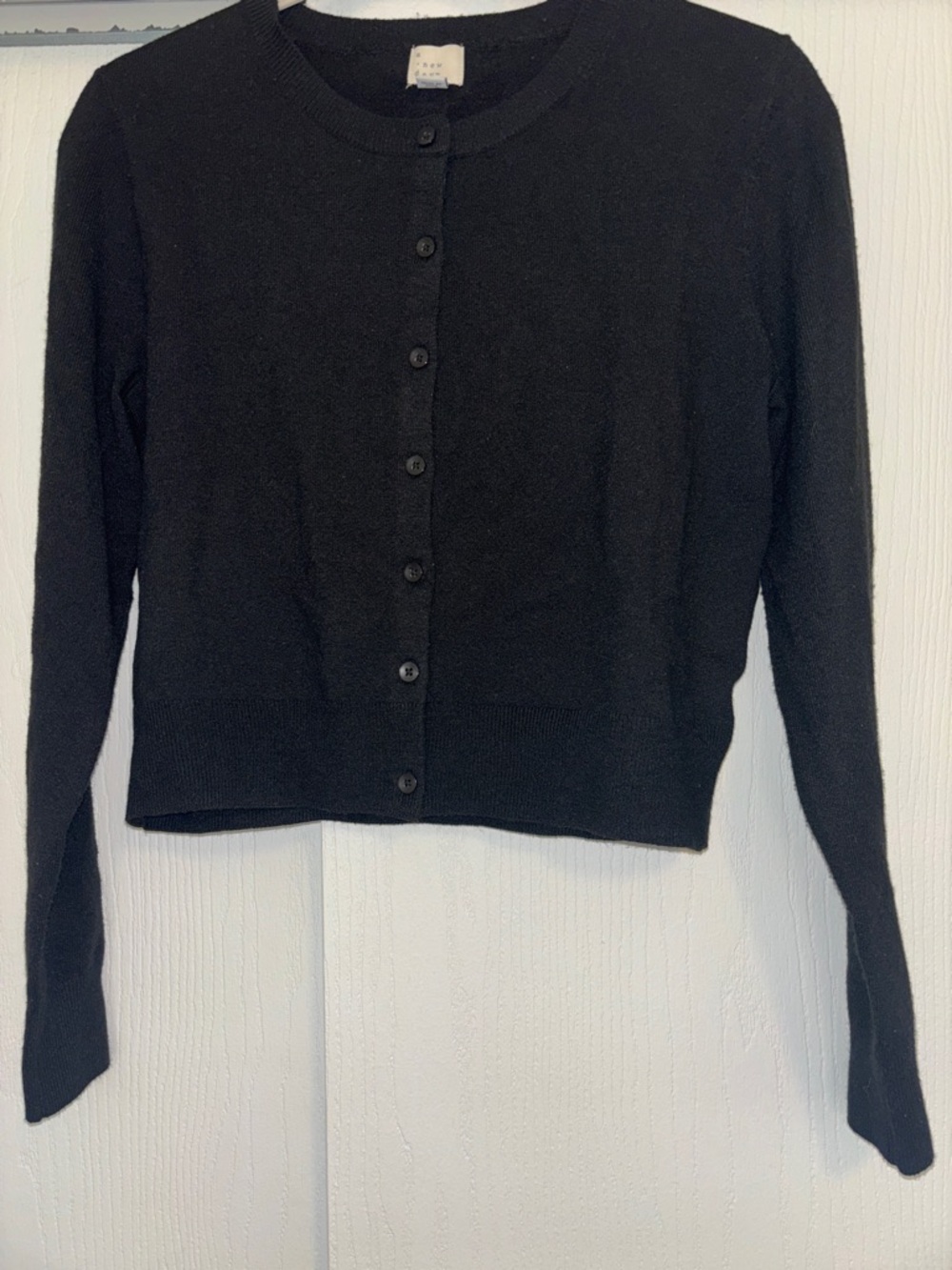 A New Day Black Crewneck Button-Up Cardigan - XS